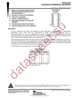 SN75ALS192D datasheet  